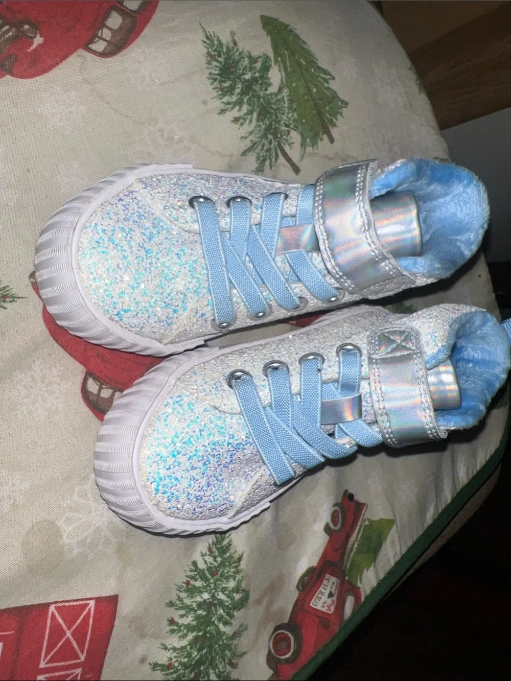 Disney Sparkle Blue High-Top Kids Sneakers with Faux Fur